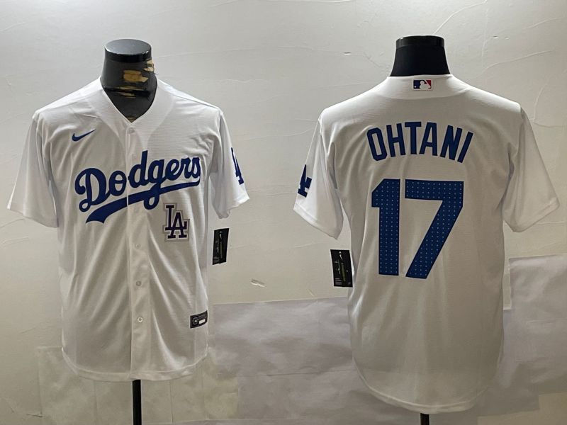 Men Los Angeles Dodgers 17 Ohtani White Game 2024 Nike MLB Jersey style 11207